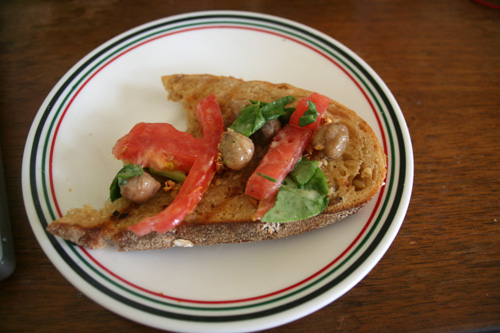 I scooped some of the chickpeas and tomatoes on the toast and it was so yummy.