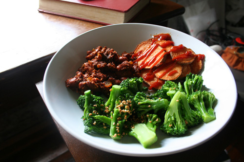 Rajma Masala, more Cheetahs, and some steamed broccoli with sesame seeds and oil.