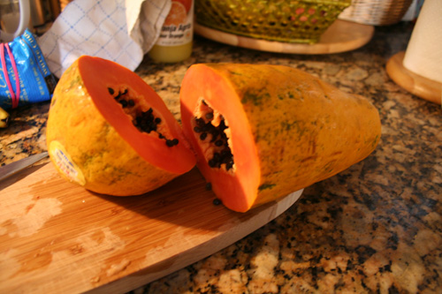 A papaya cut just in time; perfect!